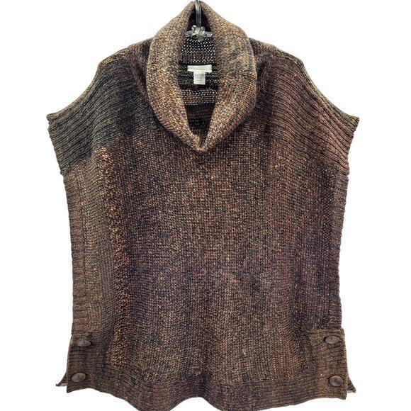 Chico's Brown Chuck Knit Cowl Neck Unstructured Cozy Bohemian Sweater - Picture 1 of 12